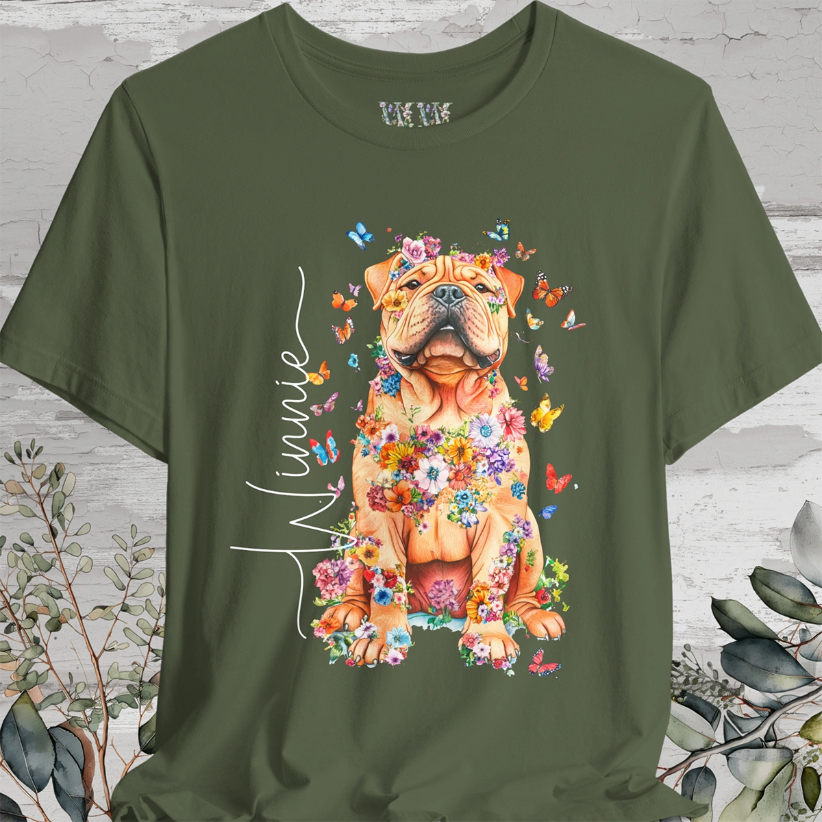 Shar Pei #2 Floral Personalized T shirt