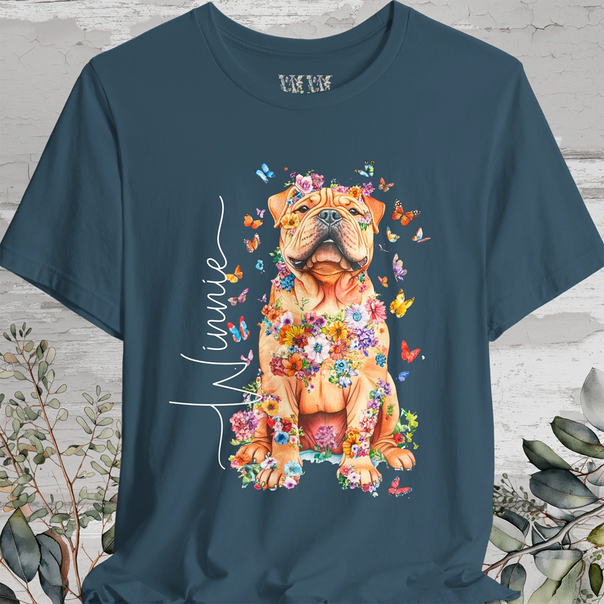 Shar Pei #2 Floral Personalized T shirt