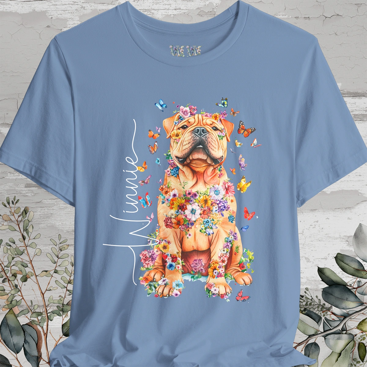 Shar Pei #2 Floral Personalized T shirt
