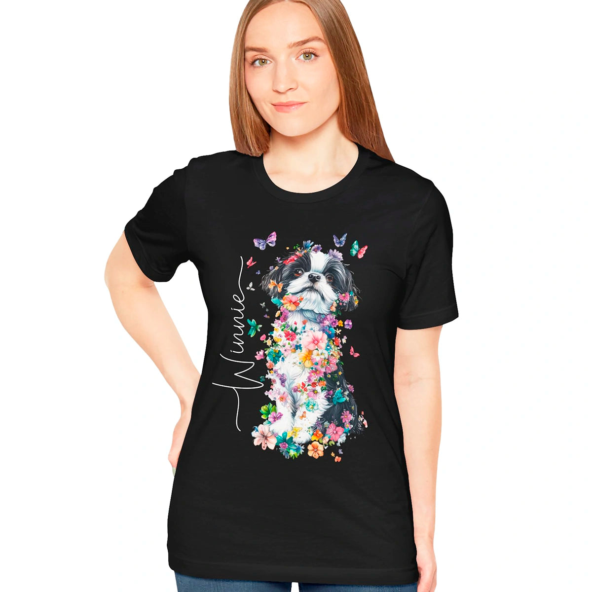 Shih Tzu #2 Floral Personalized T shirt