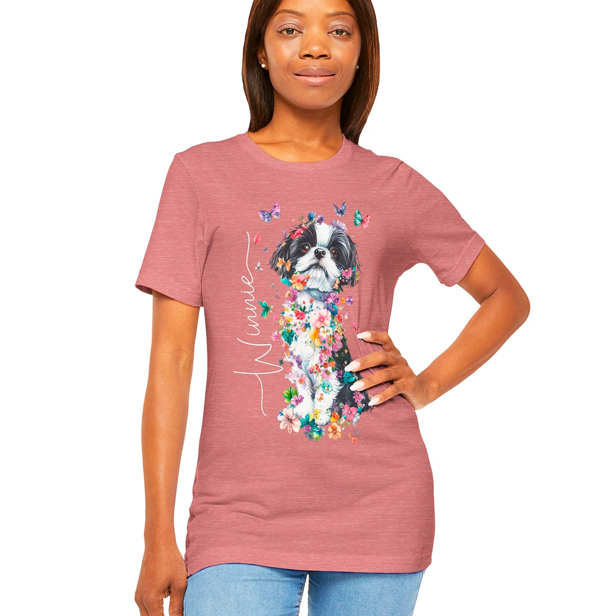 Shih Tzu #2 Floral Personalized T shirt