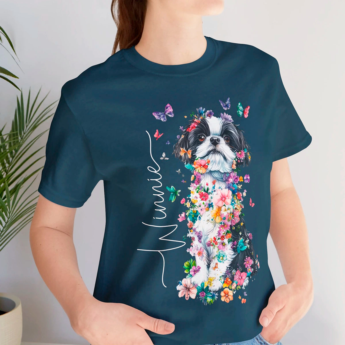 Shih Tzu #2 Floral Personalized T shirt
