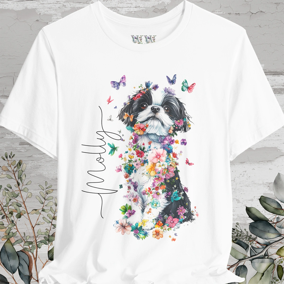 Shih Tzu #2 Floral Personalized T shirt