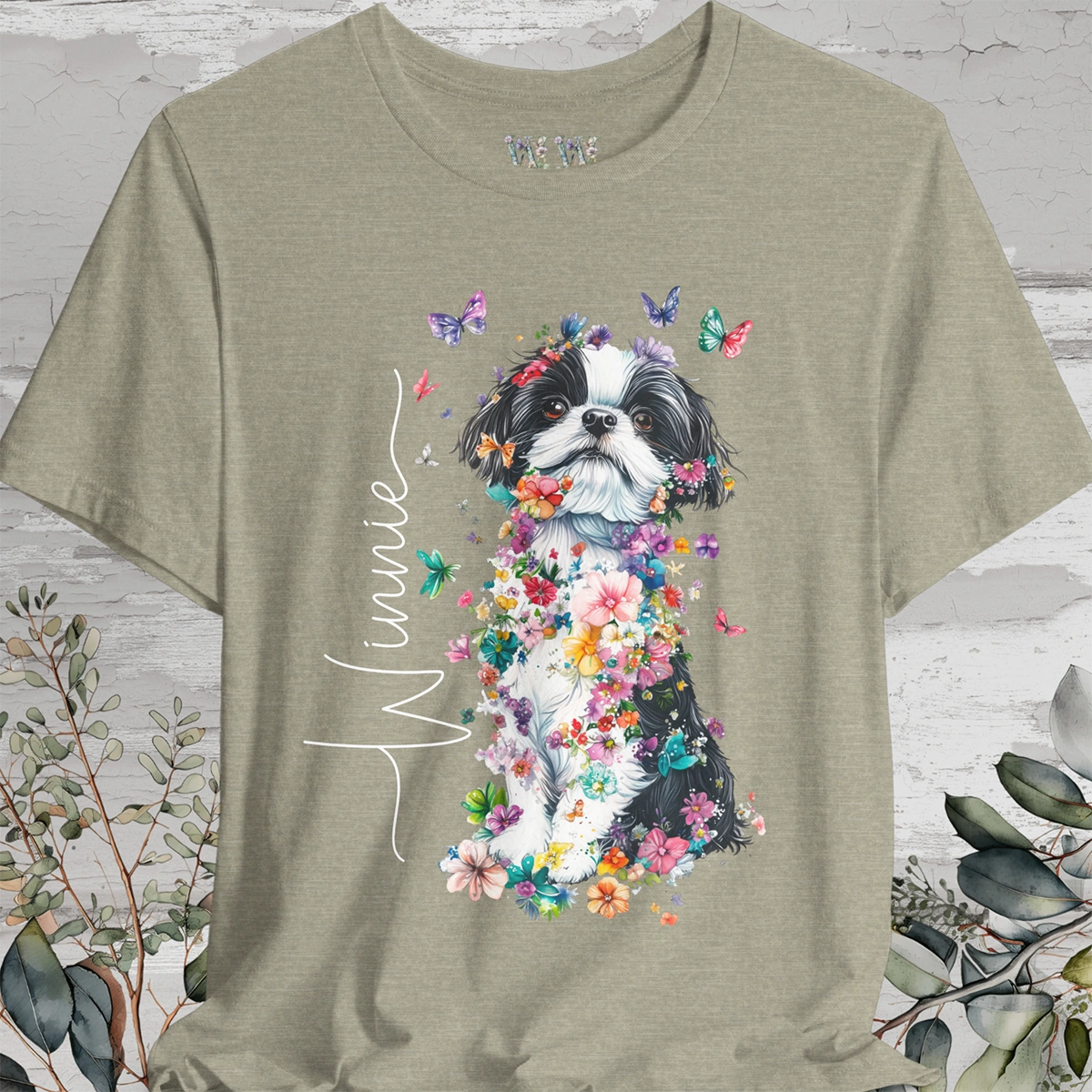 Shih Tzu #2 Floral Personalized T shirt