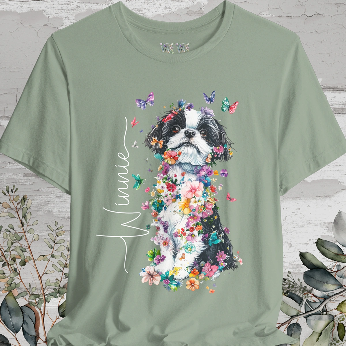 Shih Tzu #2 Floral Personalized T shirt