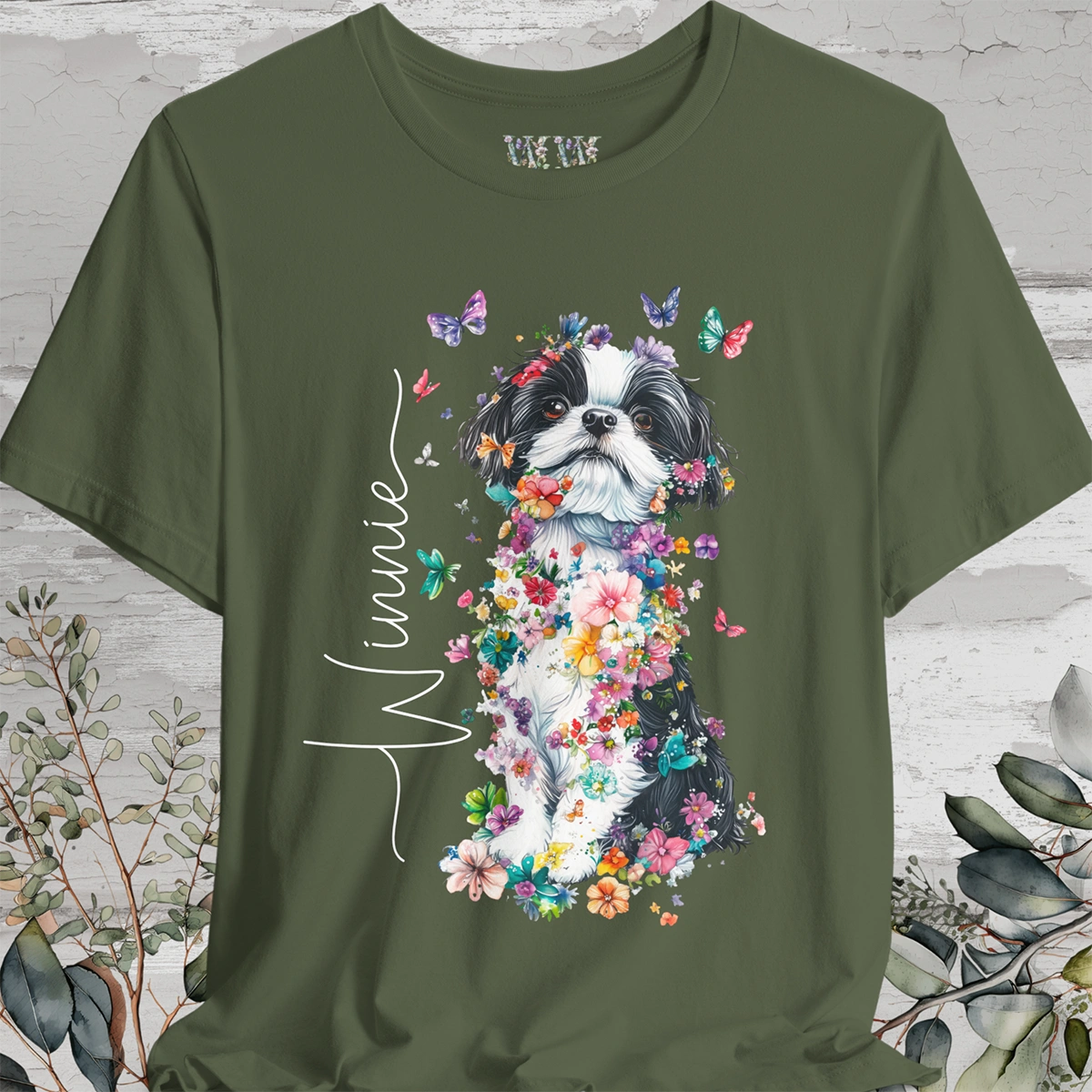 Shih Tzu #2 Floral Personalized T shirt