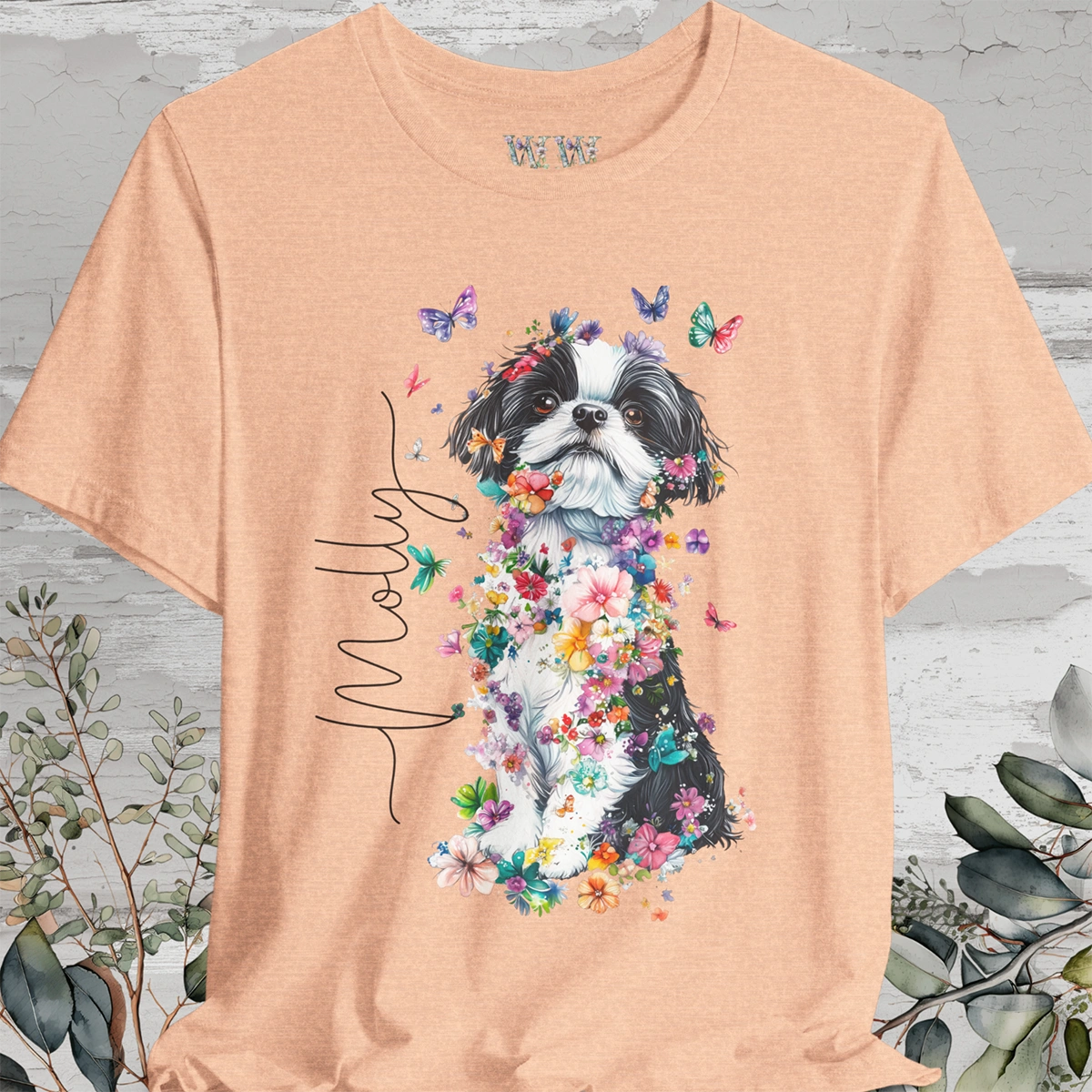 Shih Tzu #2 Floral Personalized T shirt
