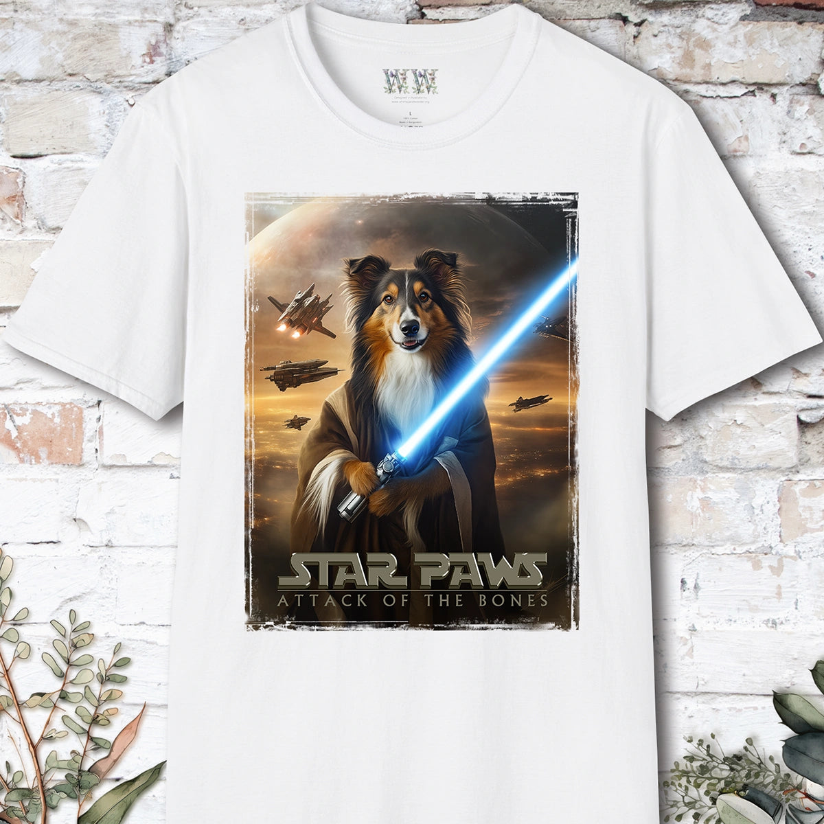 Tri Colour Collie Star Paws Unisex T shirt