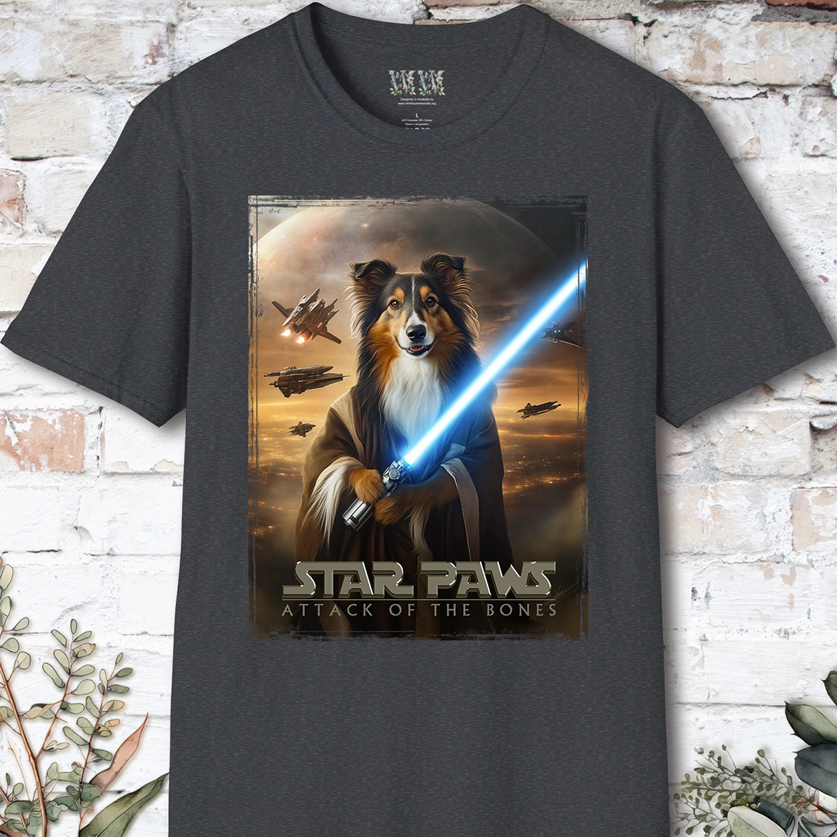 Tri Colour Collie Star Paws Unisex T shirt