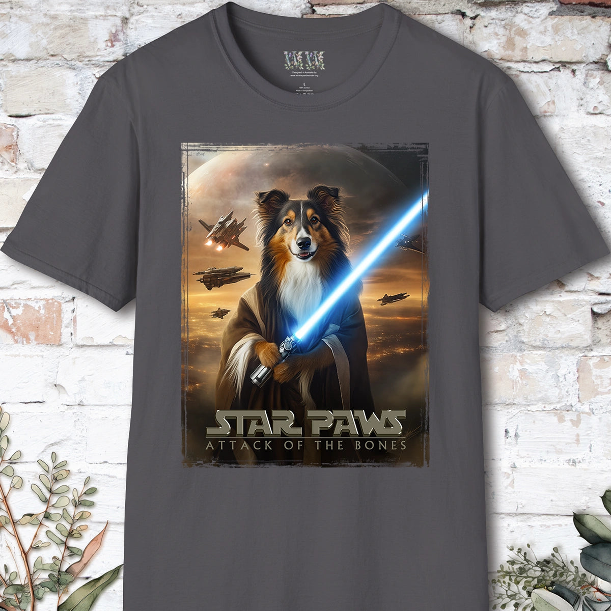 Tri Colour Collie Star Paws Unisex T shirt