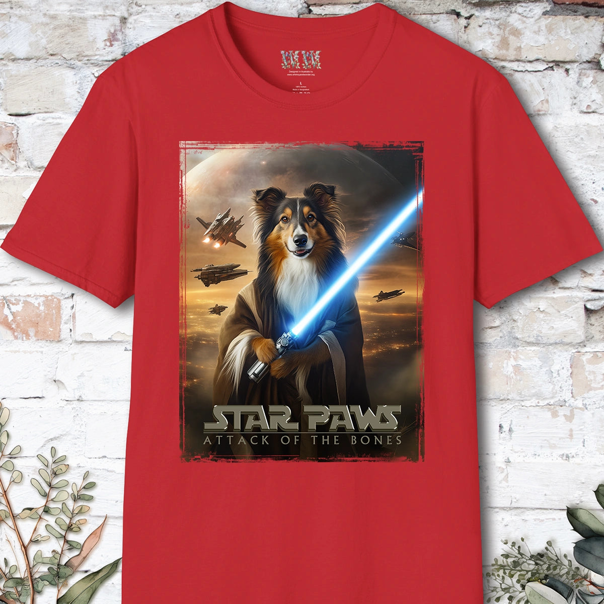 Tri Colour Collie Star Paws Unisex T shirt