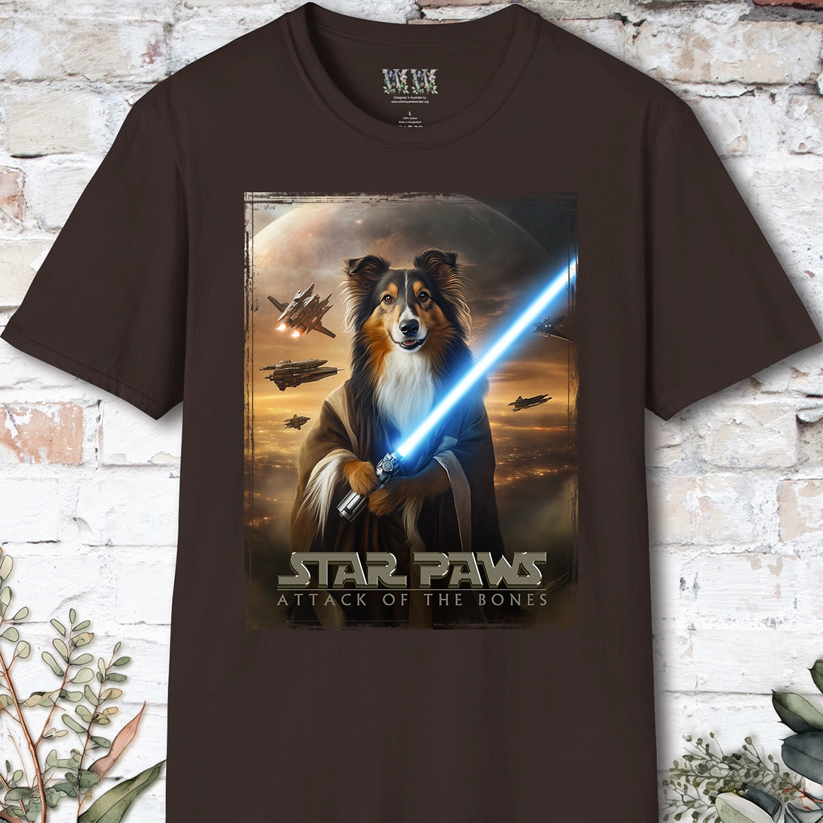 Tri Colour Collie Star Paws Unisex T shirt