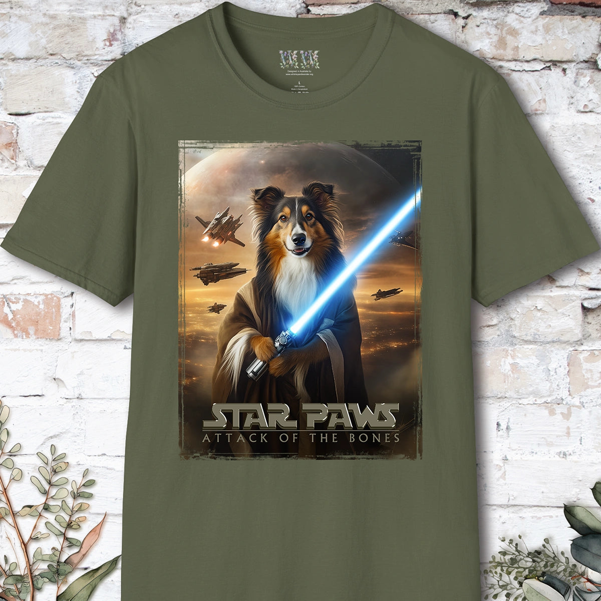Tri Colour Collie Star Paws Unisex T shirt