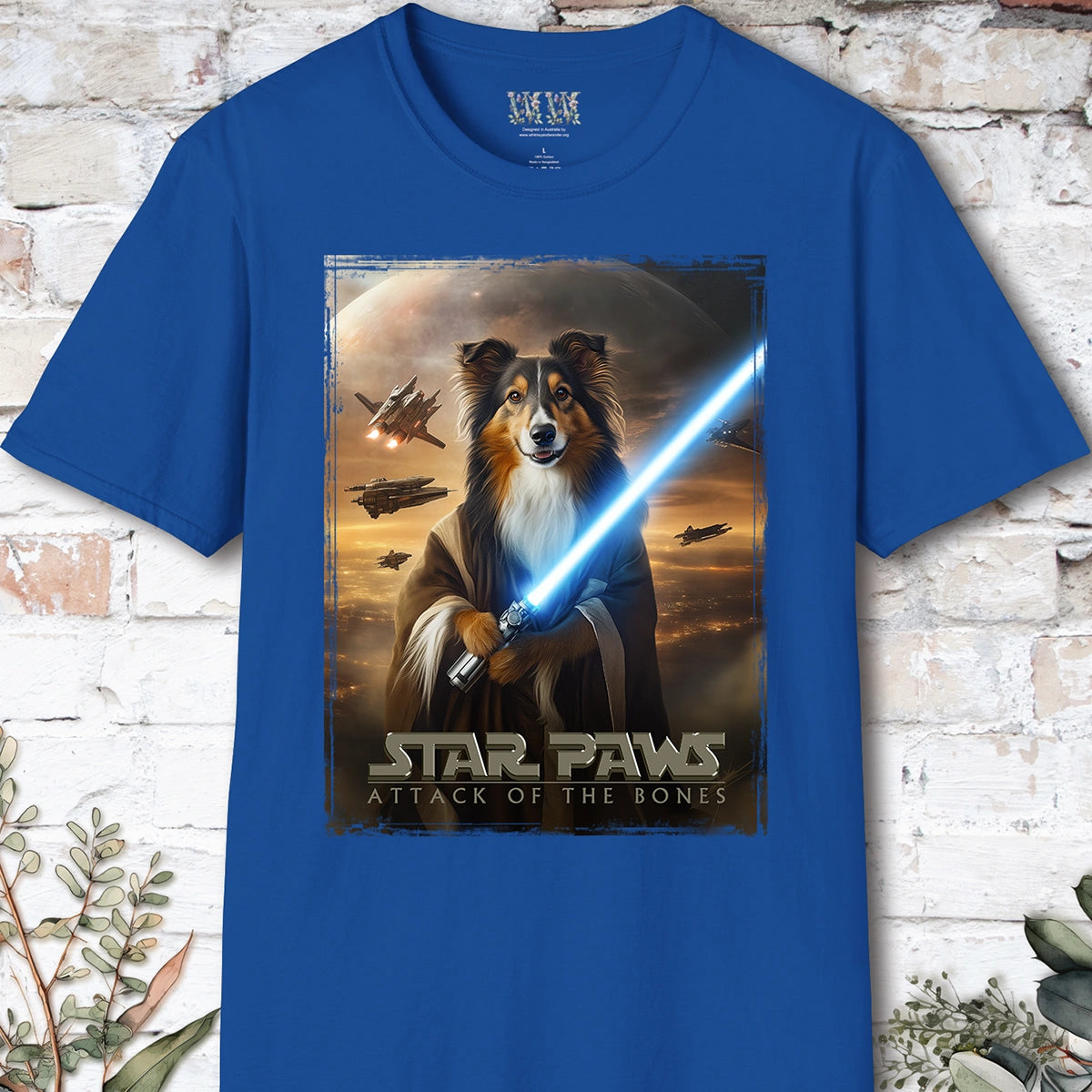 Tri Colour Collie Star Paws Unisex T shirt