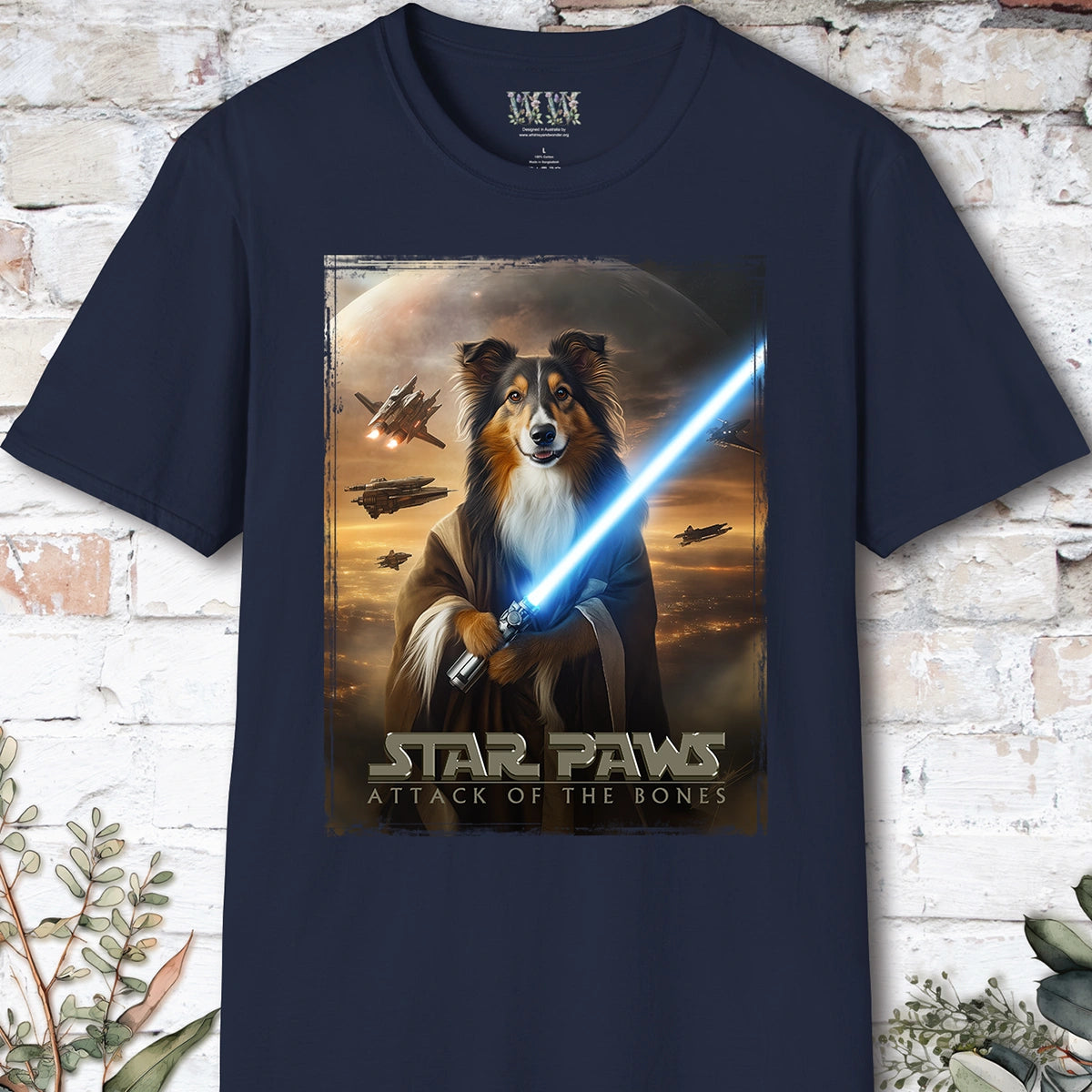 Tri Colour Collie Star Paws Unisex T shirt