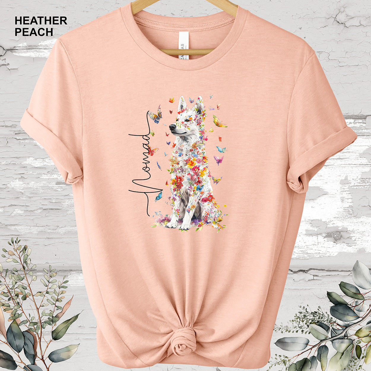White Sherpherd Floral Personalized T shirt