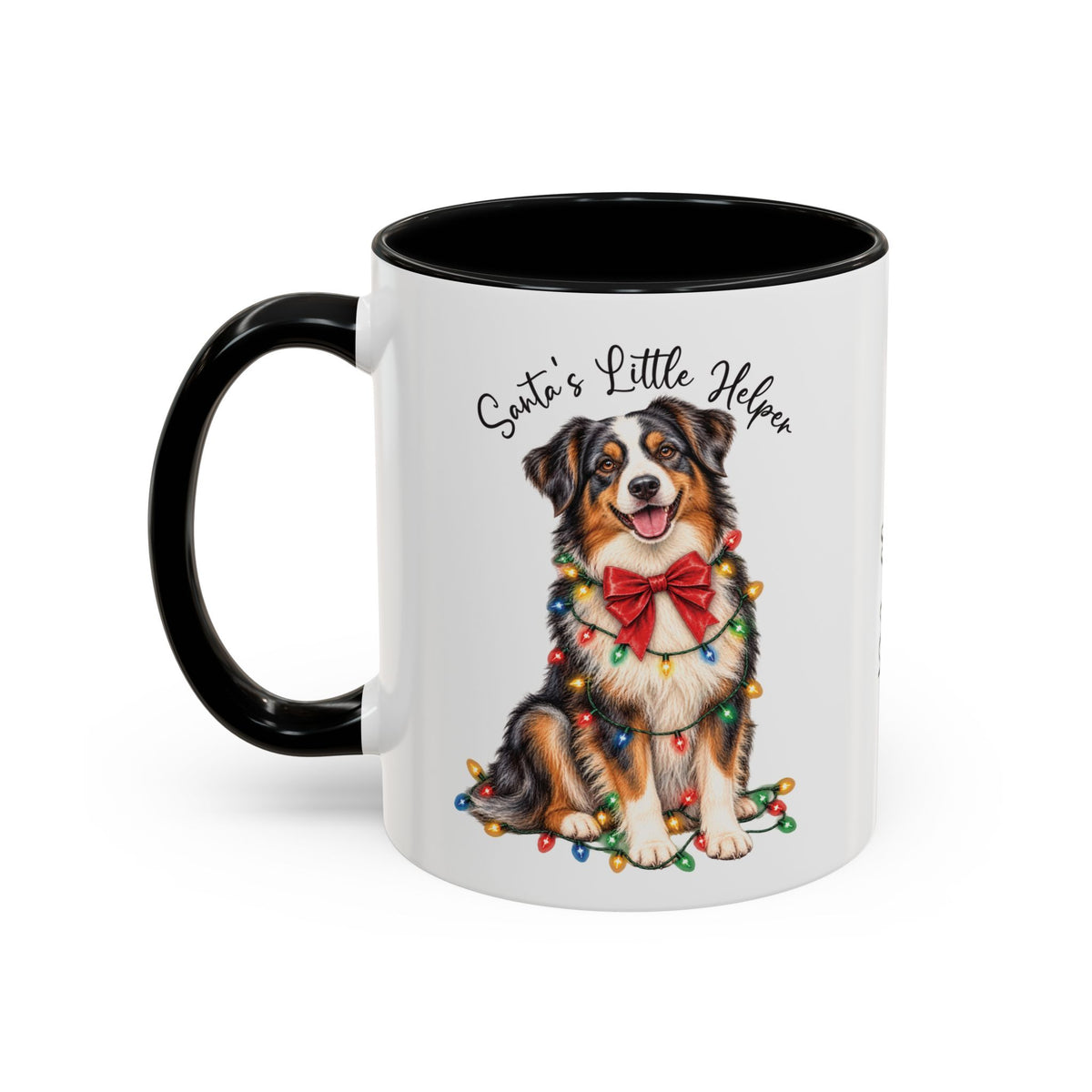 Australian Shepherd #4 Santa's little helper, personalised accent colour 11oz mug
