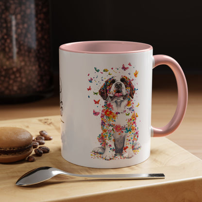 Saint Bernard Personalized Colorful Accent Mugs, 11oz