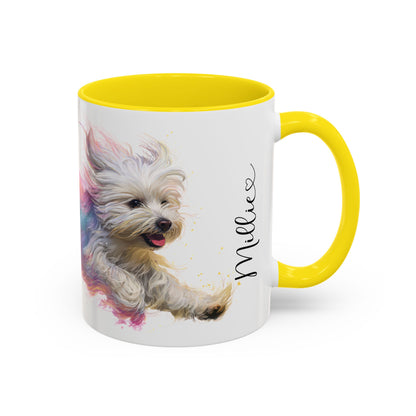 Maltese Paint Colourful Personalised Accent Mugs, 11oz