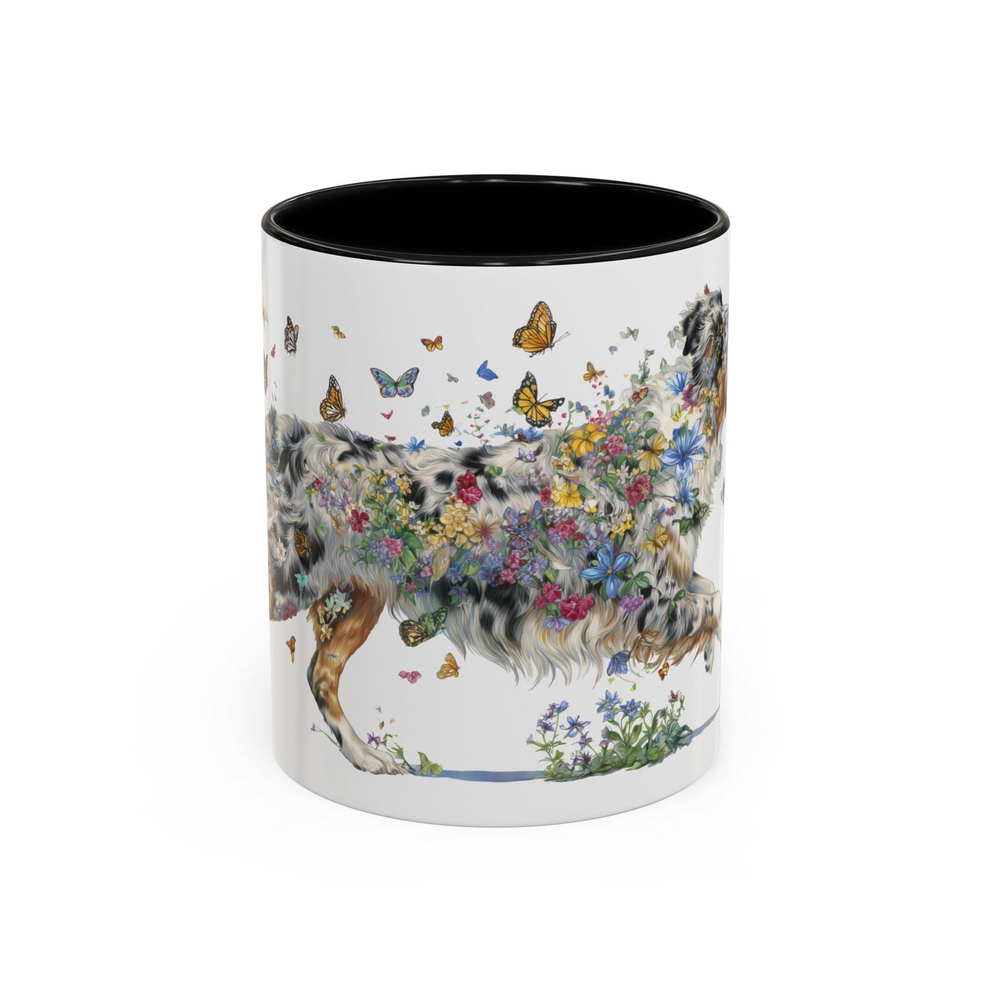 Australian Shepherd (Docked) Blue Merle Personalized Accent Mugs, 11oz