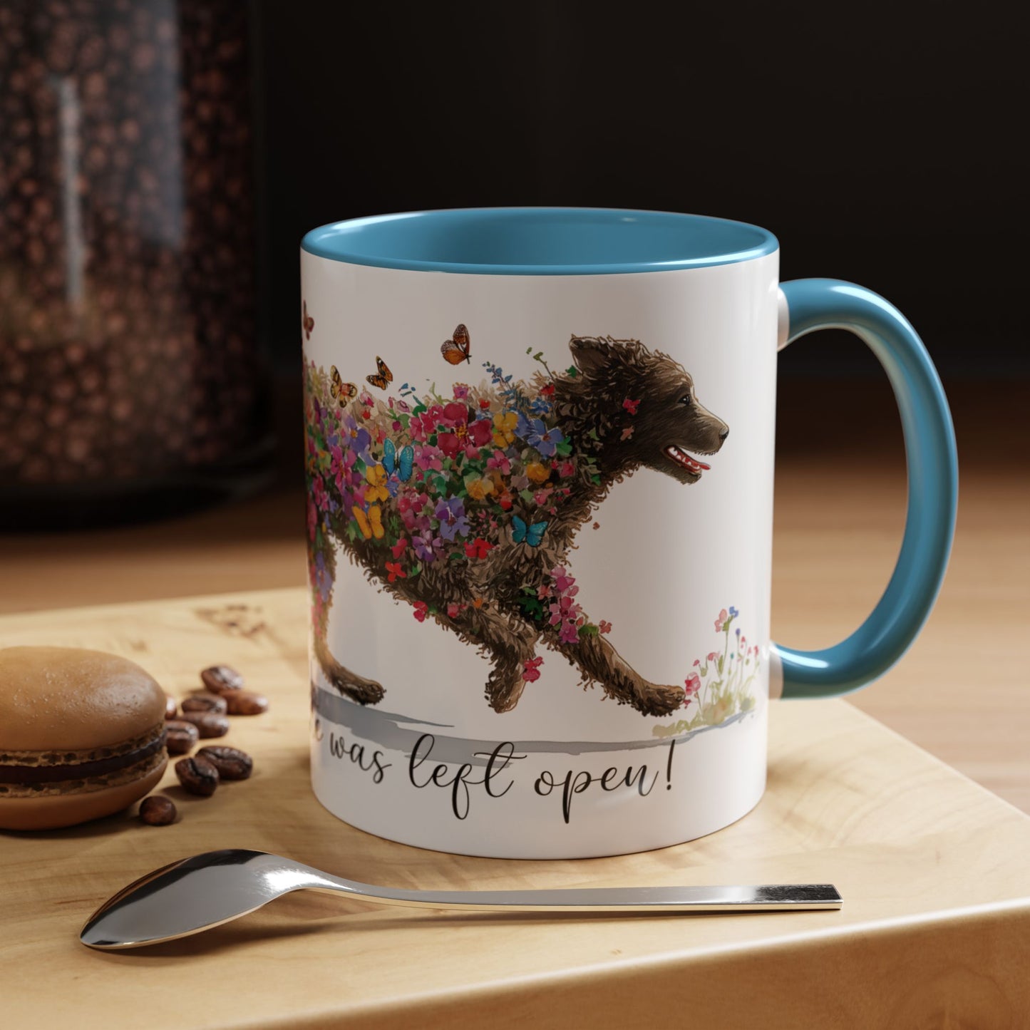Curly Coated Retriever #1 “Live like the gate was left open" Accent Mugs, 11oz
