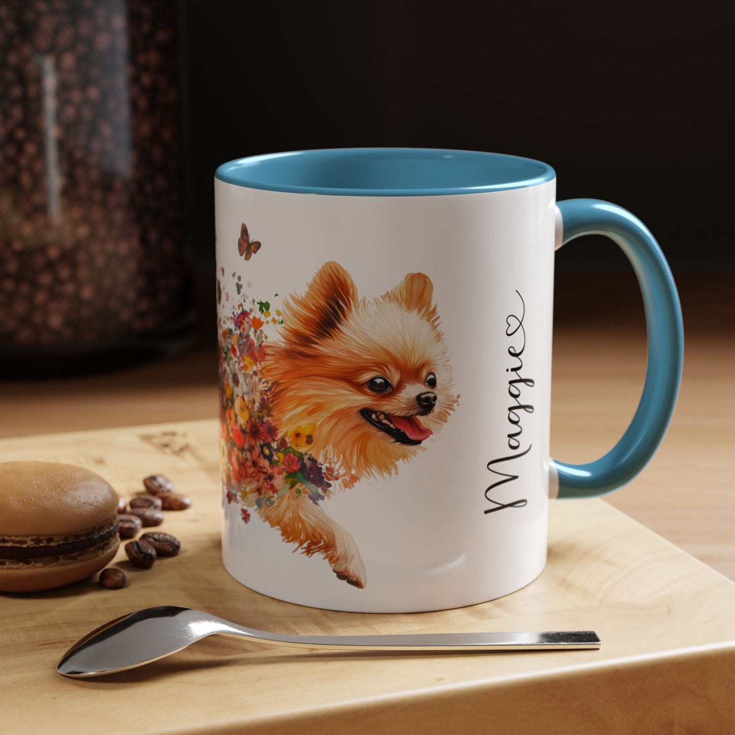 Pomeranian Personalized Colorful Accent Mugs, 11oz