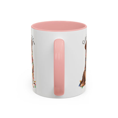 Australian Shepherd, Santa's little helper, personalised accent colour 11oz mug