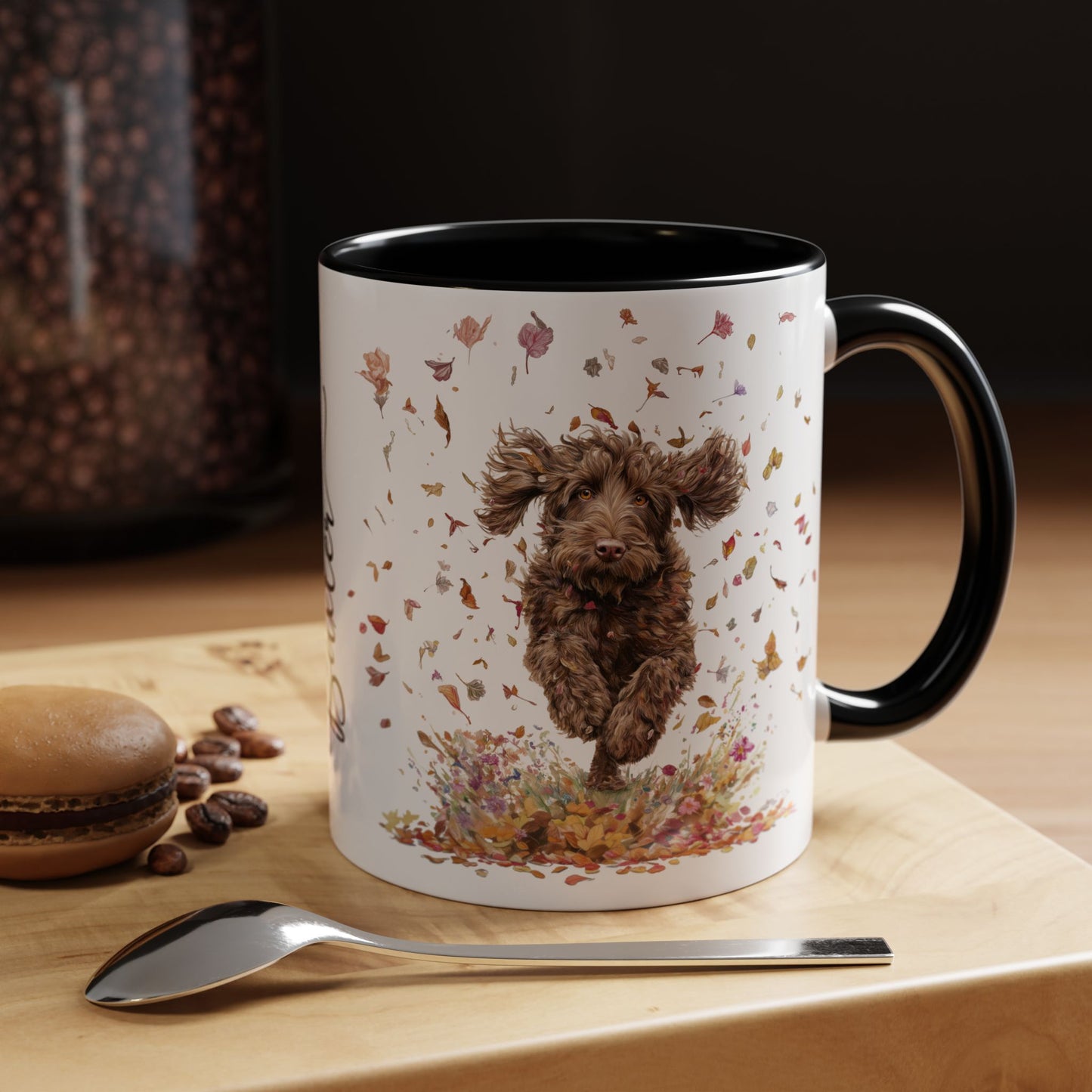 Labradoodle #5 Autumn/Fall, Personalized Accent Mugs, 11oz