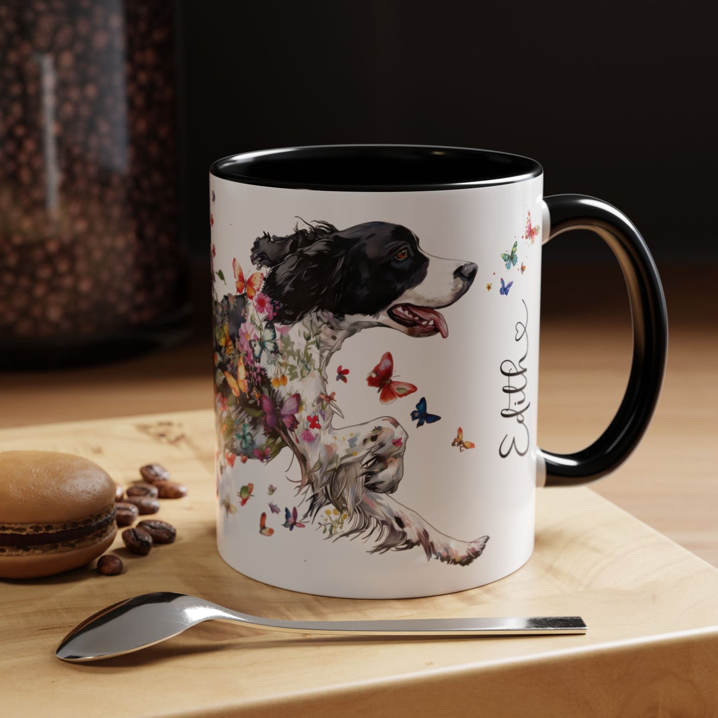 English Springer Spaniel Personalized Accent Mugs, 11oz