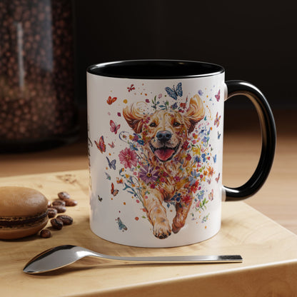 Golden Retriever #3 Personalized Accent Mugs, 11oz