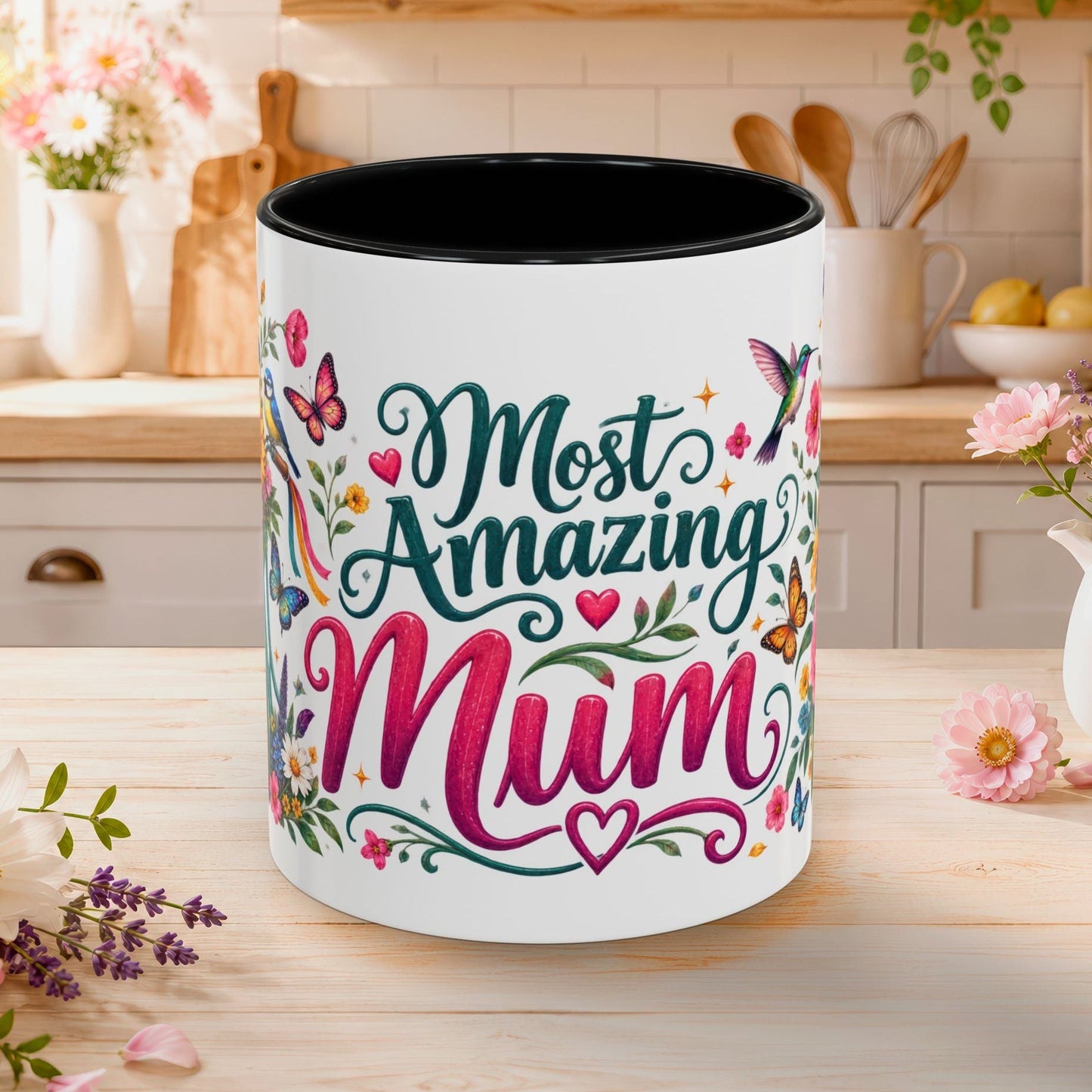 Most Amazing Mum, 11oz  accent mug (UK spelling)