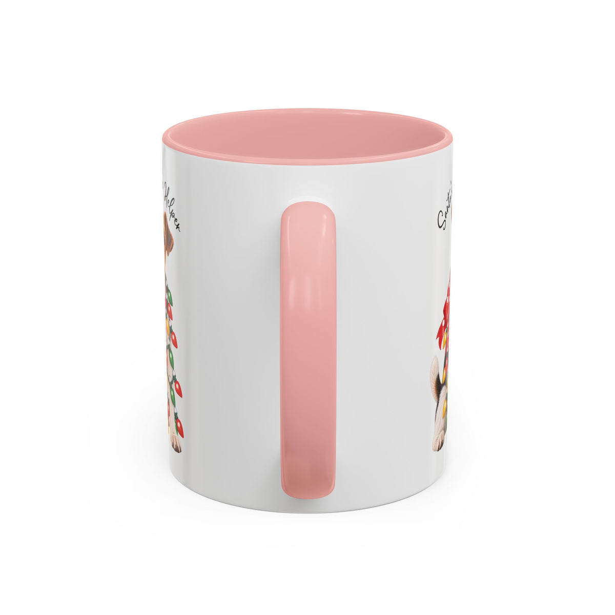Fox Terrier, Santa's little helper, personalised accent colour 11oz mug