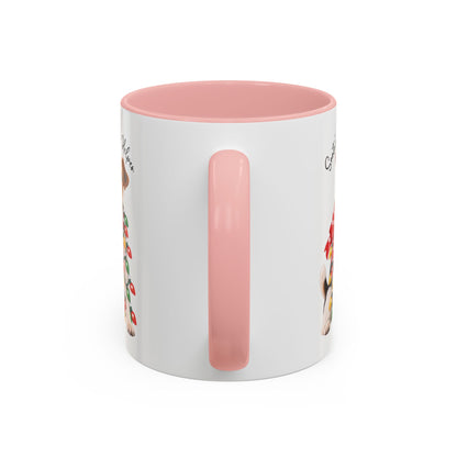 Fox Terrier, Santa's little helper, personalised accent colour 11oz mug