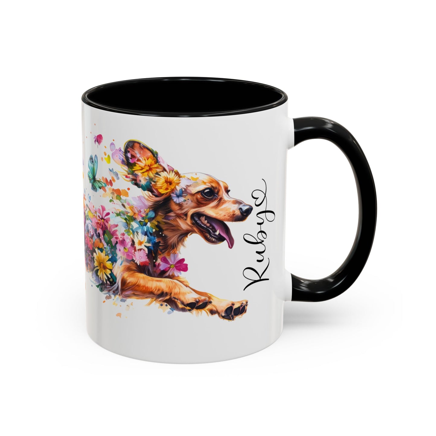 Dachshund Tan, running personalized colourful Mugs, 11oz