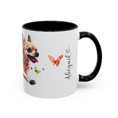 Chihuahua White Personalized Accent Mugs, 11oz