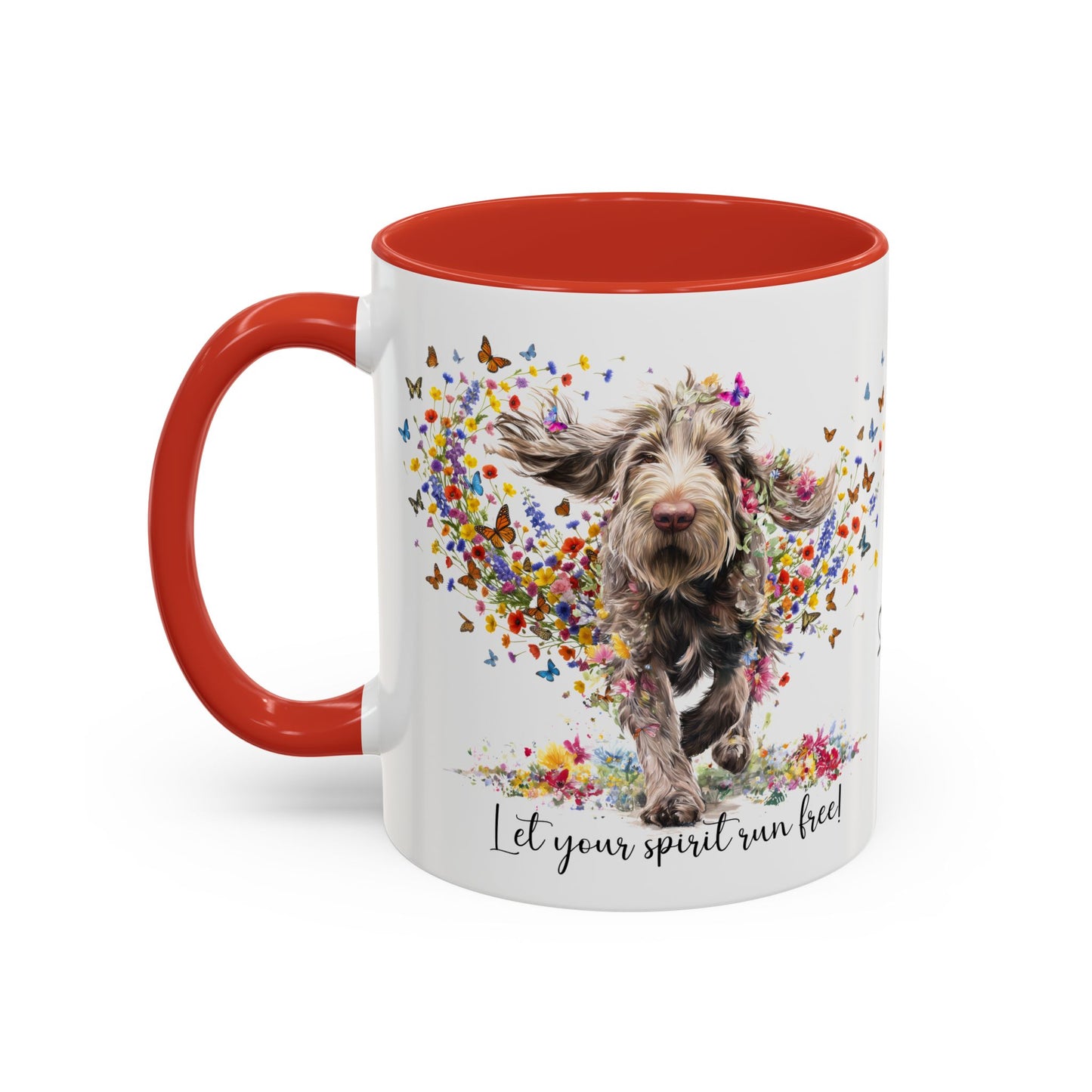 Spinone Italiano #2, Let your spirit run free, personalized colourful Mugs, 11oz