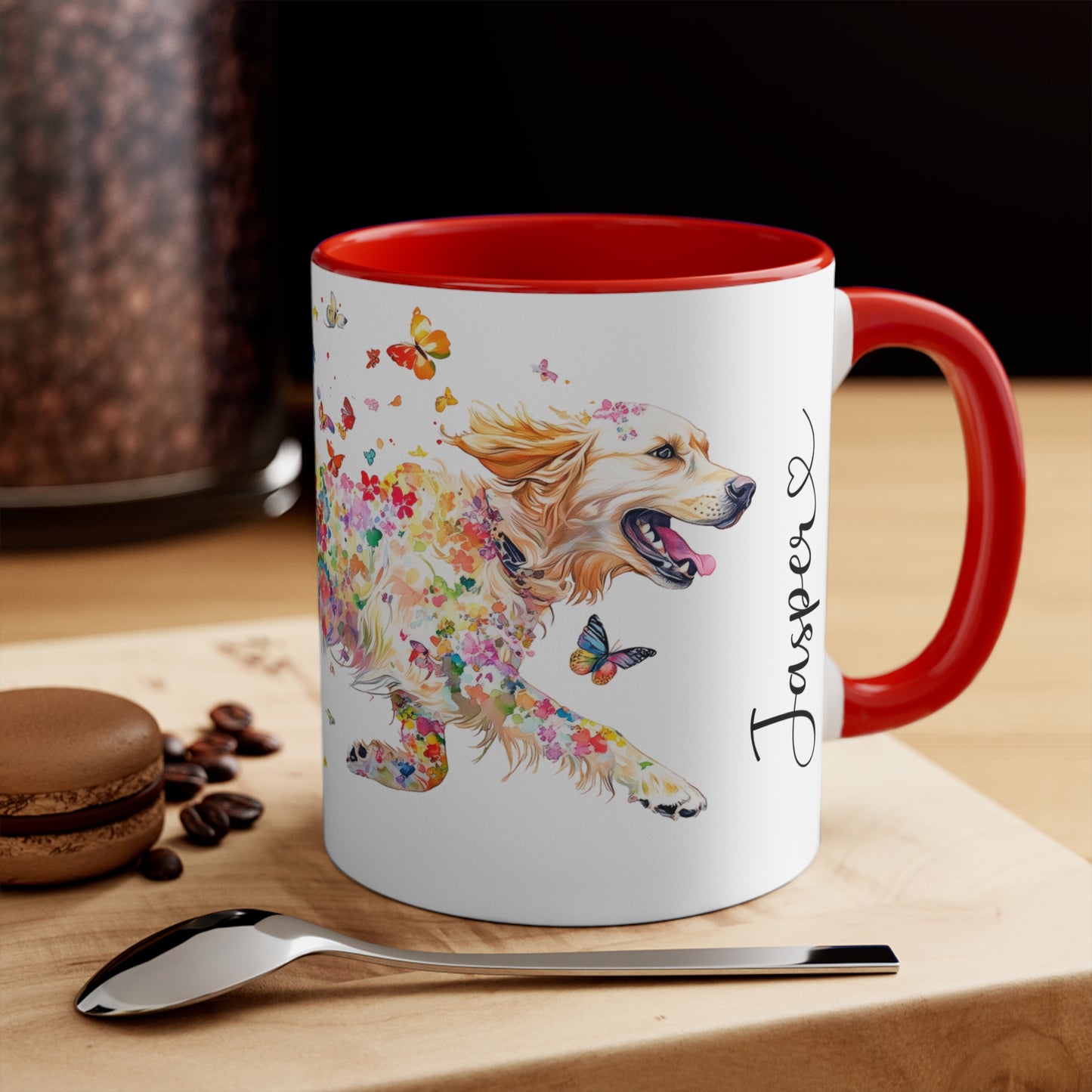 Golden Retriever running personalized colourful Mugs, 11oz