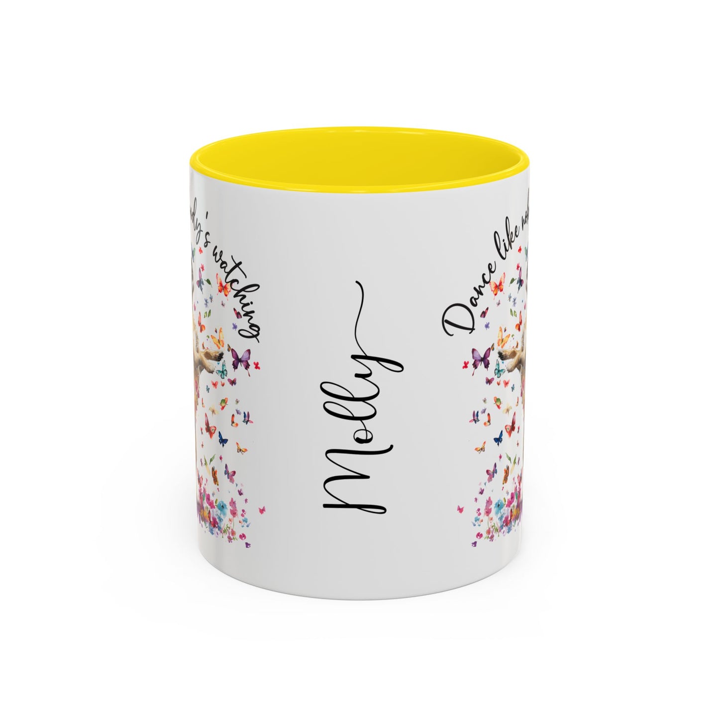Border Terrier "Dance like nobody's watching" personalized colourful Mugs, 11oz