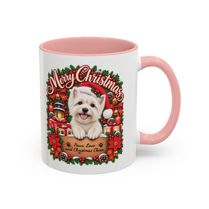 Maltese #2 Merry Christmas, personalised accent colour 11oz mug