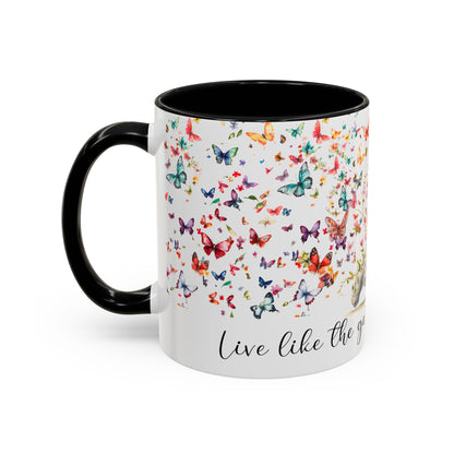 Schnauzer #2,  Live like the gate was left open, Colorful Accent Mugs, 11oz