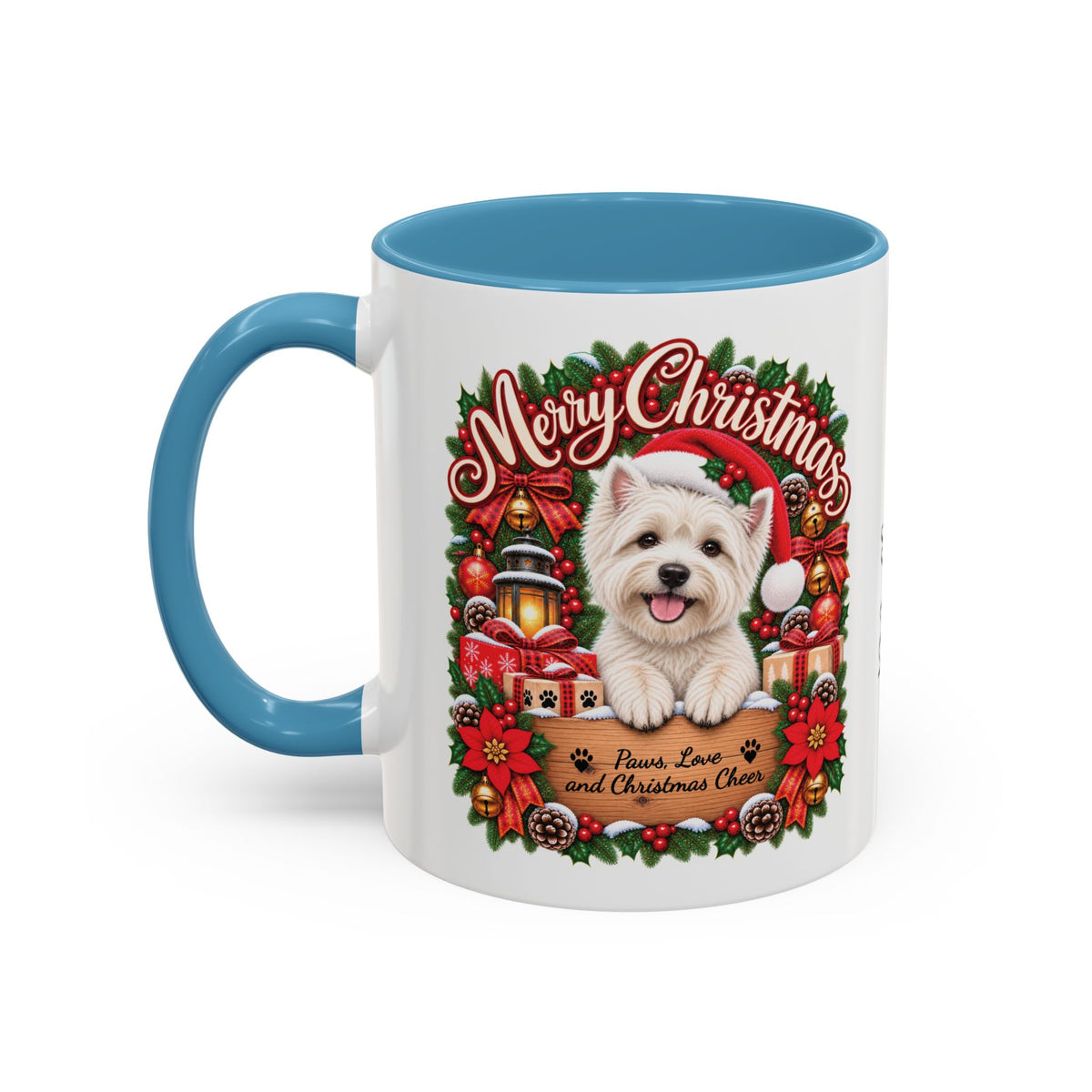 Maltese #2 Merry Christmas, personalised accent colour 11oz mug
