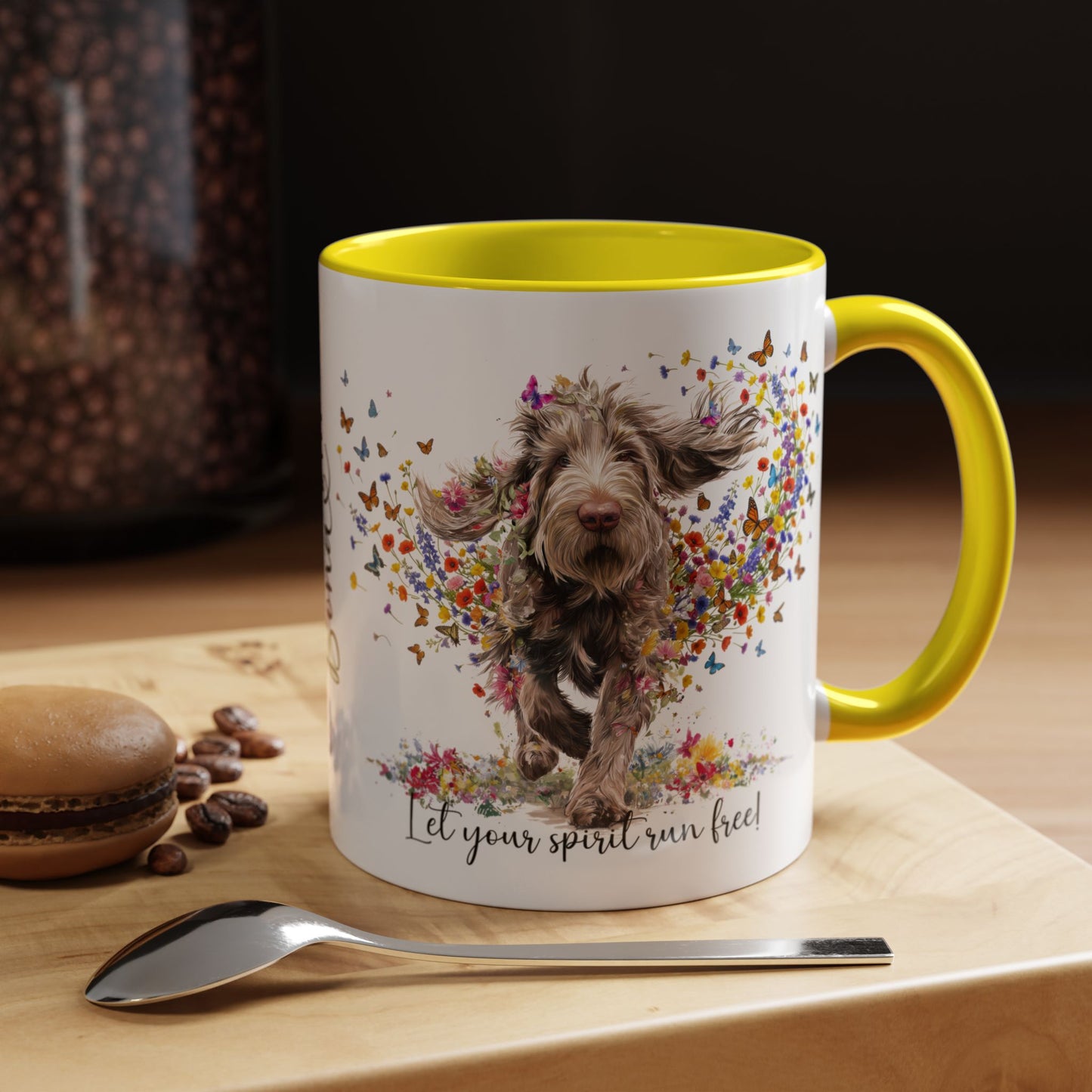 Spinone Italiano #2, Let your spirit run free, personalized colourful Mugs, 11oz