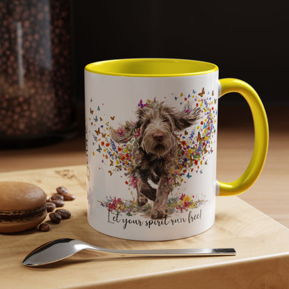 Spinone Italiano #2, Let your spirit run free, personalized colourful Mugs, 11oz