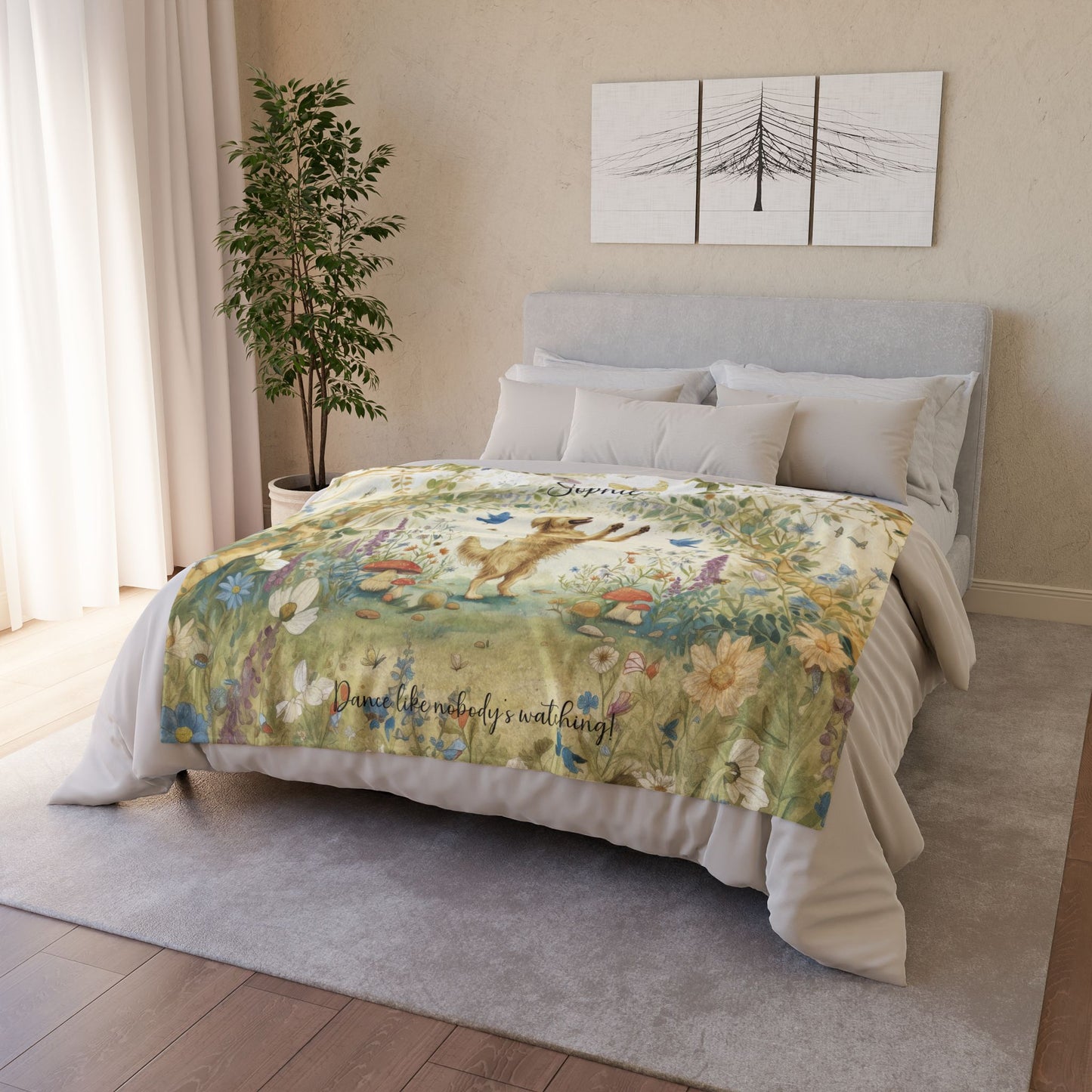 Golden Retriever #2 Dancing Mystical Forest Personalised Blanket