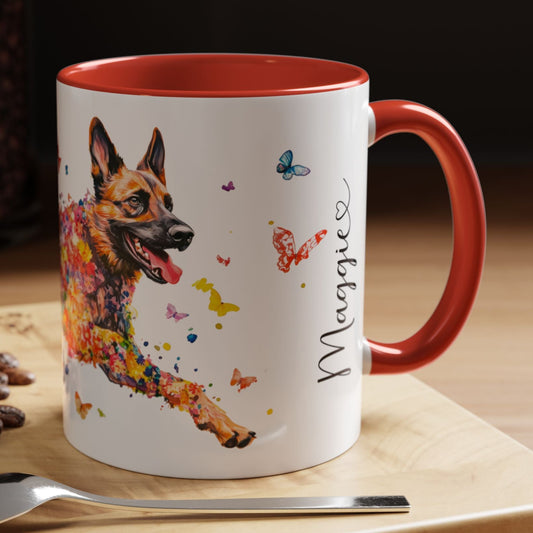 Dutch Shepherd Personalized Colorful Accent Mugs, 11oz