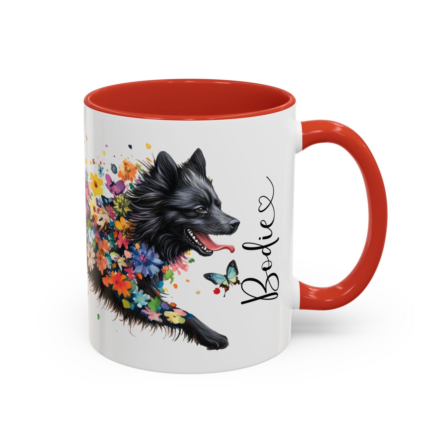 Keeshond #4 Personalized Accent Mugs, 11oz