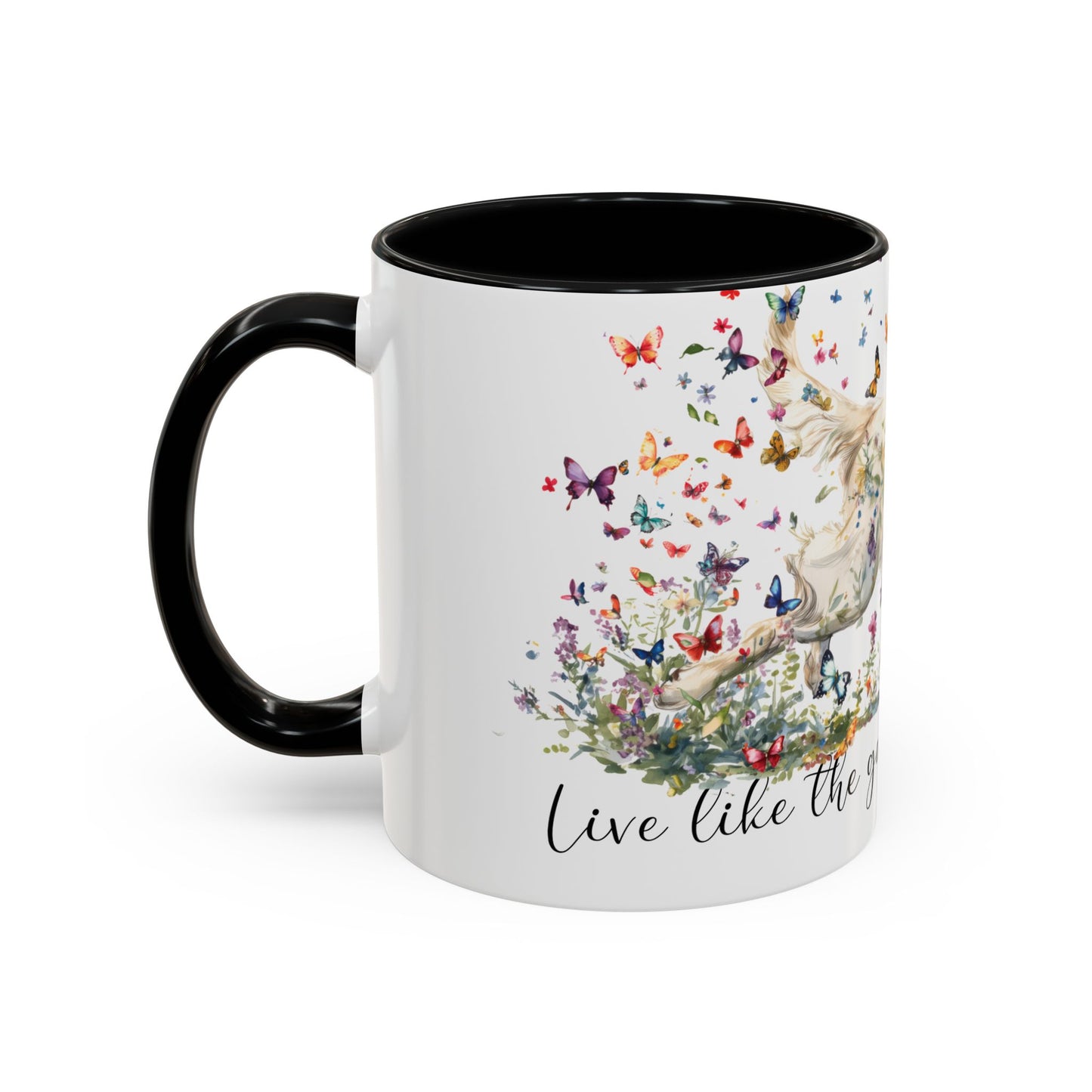 Cream Golden Retriever “Live like the gate was left open" Accent Mugs, 11oz