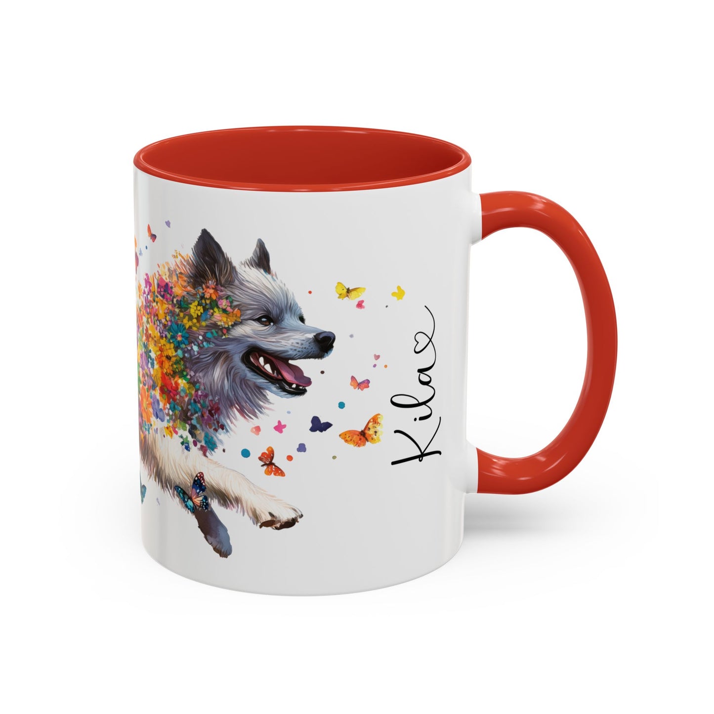 Keeshond #2 Personalized Accent Mugs, 11oz