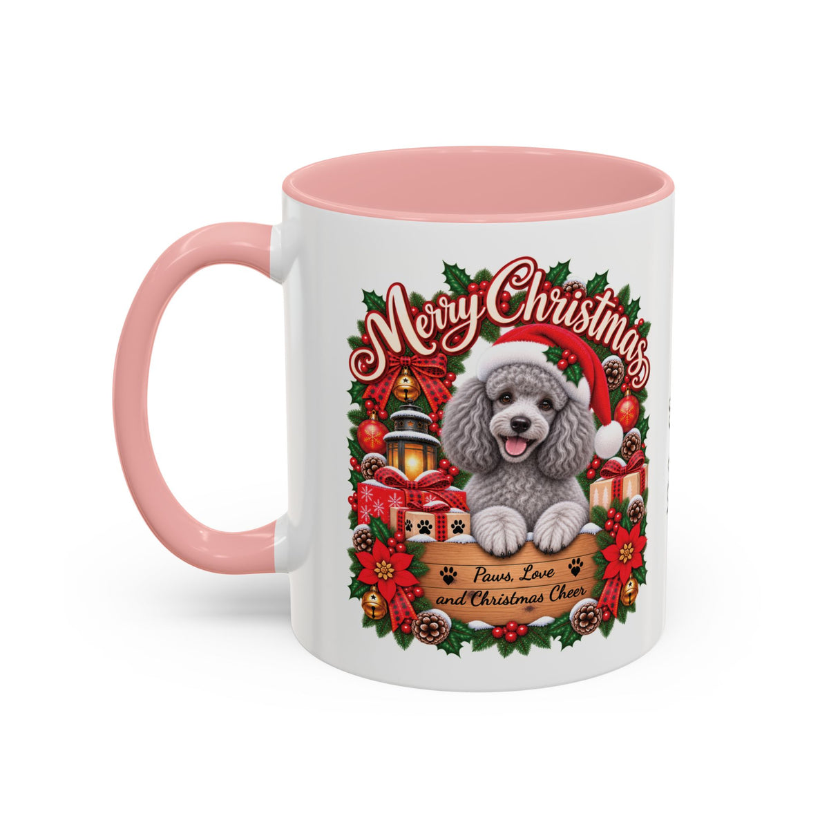 Poodle #4 Merry Christmas, personalised accent colour 11oz mug