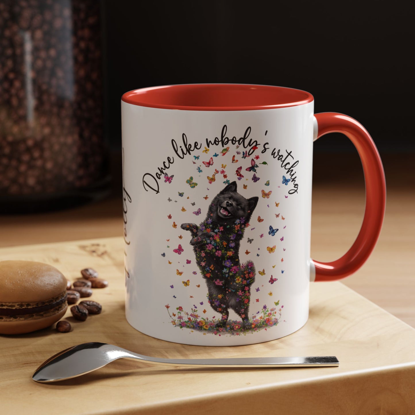Schipperke "Dance like nobody's watching" personalized colourful Mugs, 11oz